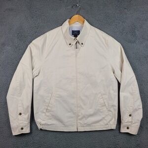 Brooks Brothers 346 Mens Harrington Jacket Beige Cotton Zip Windbreaker Large